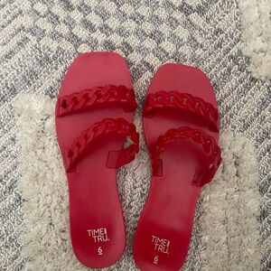 Time and Tru Red Jelly Chain Slide Sandals Size 6